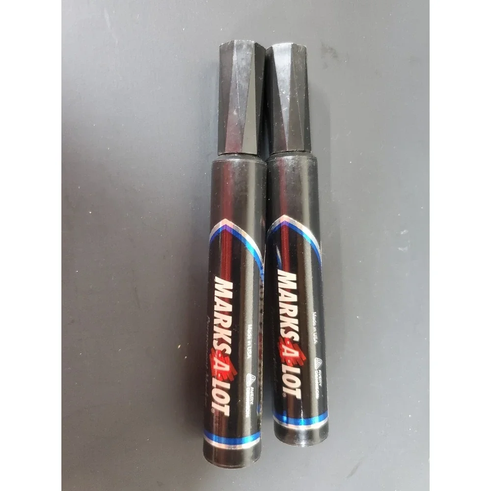 2 Vintage Marks-A-Lot Chisel Point Permanent‎ Ink Marker, -- Dennison